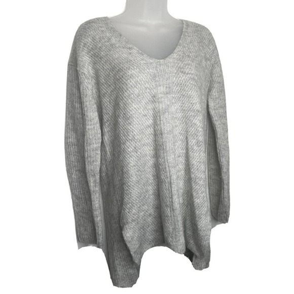 J Crew Point Sur Gray Ribbed Sweater Back‎ Buttons Womens XS Oversized Alpaca - Picture 2 of 9